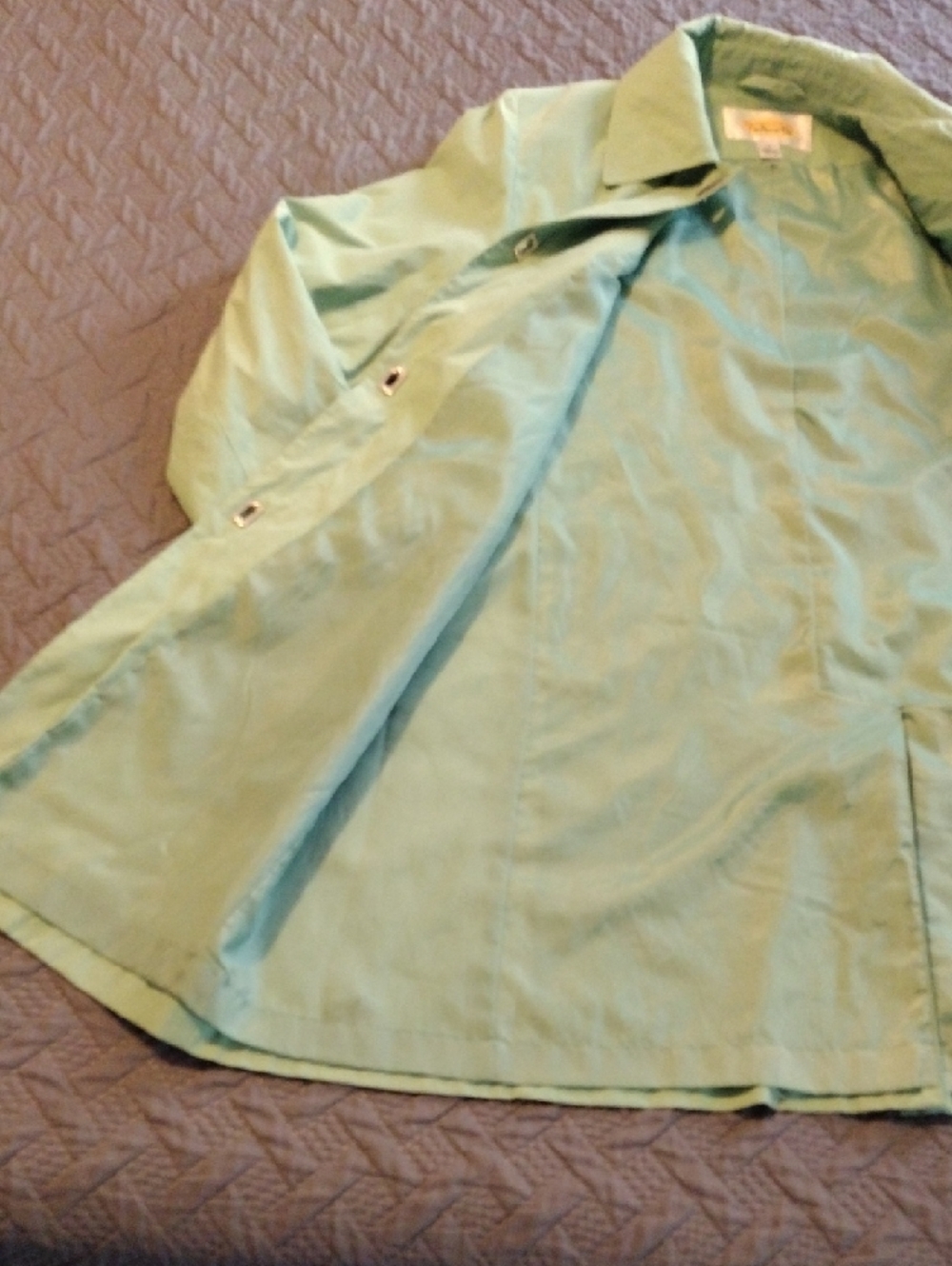 Talbots Mint Green Single-Button Trench Coat - Picture 11 of 16